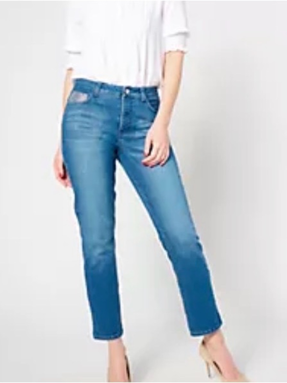New Women with Control Petite My Wonder Denim Rhinestone Crop Jeans / 22 Petite